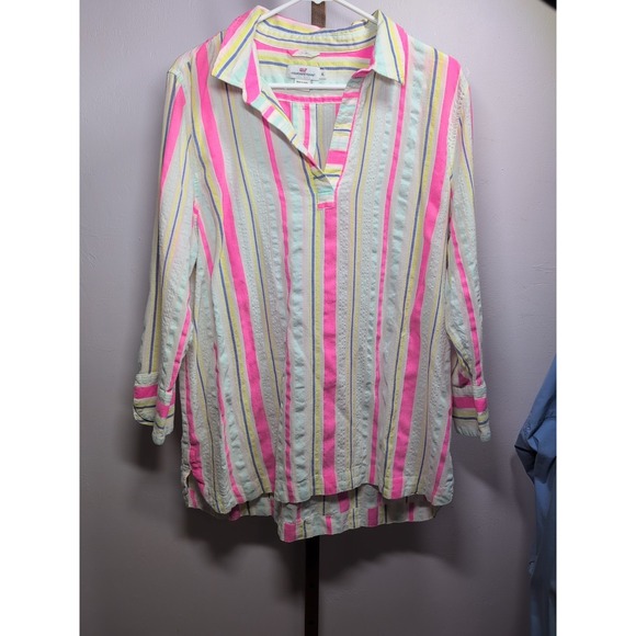 Vineyard Vines Guava‎ Stripe Lucaya Tunic Top Size XL - Picture 1 of 6